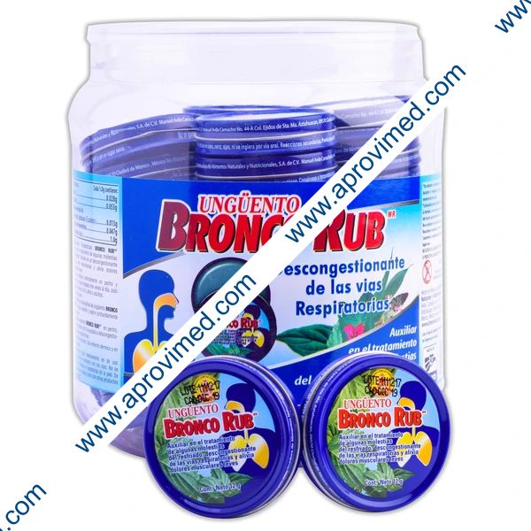 BRONCO RUB UNGÜENTO Vitrolero c/40 LATAS 12 G.