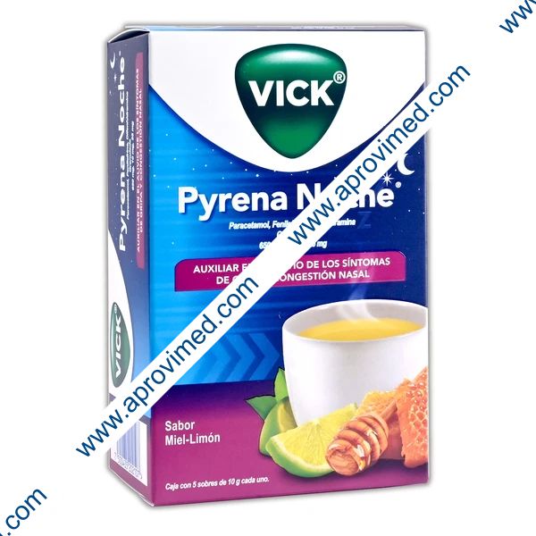 VICK PYRENA NOCHE Sab. MIEL-LIMÓN c/5 SOBS. 10 G. Granulado 650/10/25 MG.