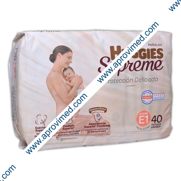 HUGGIES SUPREME PAÑALES Unisex (Etapa 1 / 3-5.5 Kg.) c/40 Pzs.